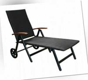B-Ware Aluminium Rattanliege Rollliege Relaxliege Sonnenliege  Gartenliege Braun