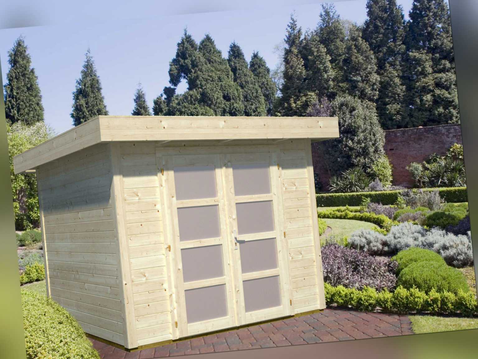 Gartenhaus Lara 250x250 cm Gerätehaus Schuppen Blockhaus Pultdachhaus Holz 28 mm