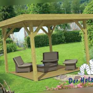 Pavillon Modern Mittelgross Gartenlaube 365x365cm 11,5 x 11,5cm Pfosten Holz Neu