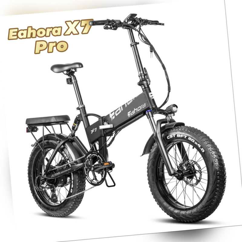Eahora X7 PRO  ALU E-Bike 20" Faltrad Elektrofaltrad Fat Tire Fatbike Akku  48V