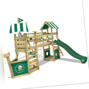 WICKEY Spielturm Klettergerüst StormFlyer mit Schaukel, grüner Rutsche & Plane