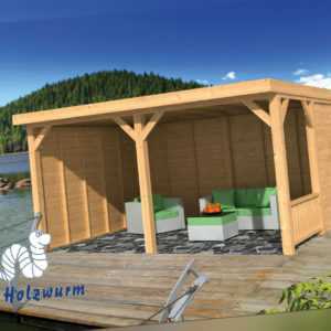 Pavillon Wezep Gartenlaube Holzhaus Gartenhaus 500 x 370 cm Holz Lärche Neu