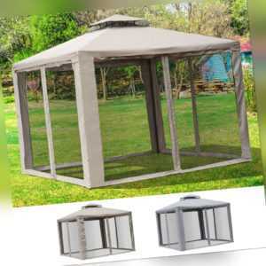 Outsunny Gartenpavillon Pavillon Gartenzelt Partyzelt mit 4 Seitenwänden 3 x 3 m