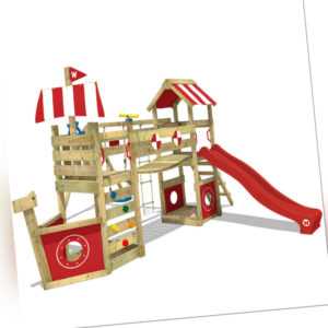 WICKEY Spielturm Klettergerüst StormFlyer mit Schaukel, roter Rutsche & Plane
