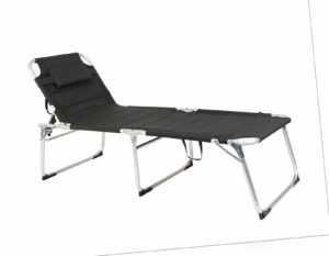 Alu Gartenliege XXL - schwarz - Sonnenliege 150 Kg extra breit Relax Liege