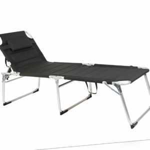 Alu Gartenliege XXL - schwarz - Sonnenliege 150 Kg extra breit Relax Liege