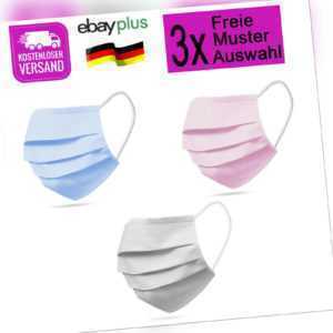 3x Stoffmaske Mund Gesicht Behelfs Maske Mundmaske Mundabdeckung Baumwolle