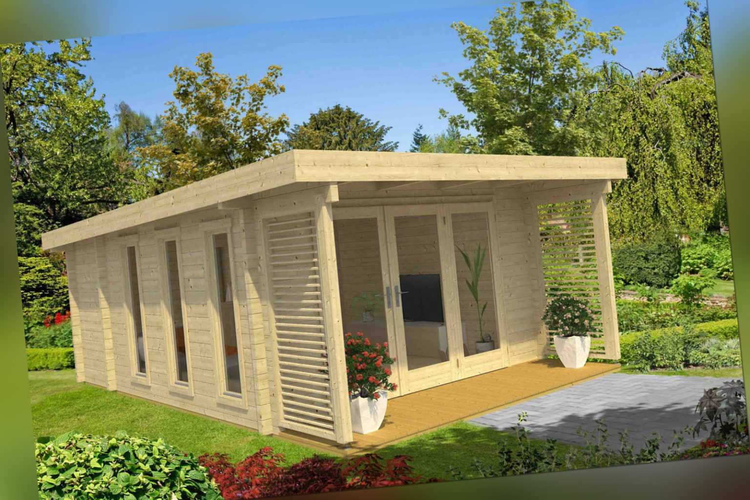 70 mm Ferienhaus Exeter 1 Blockhaus ca 544 x 410 cm Holzhaus Gartenhaus Holz