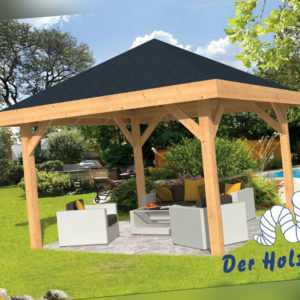 Pavillon Obdam Laube 430x430 cm 15 x 15 cm Pfosten Holz Lärche Douglasie Neu