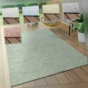 Outdoor Teppich Balkon Terrasse Grau Rosa Grün Pastellfarben Flachgewebe