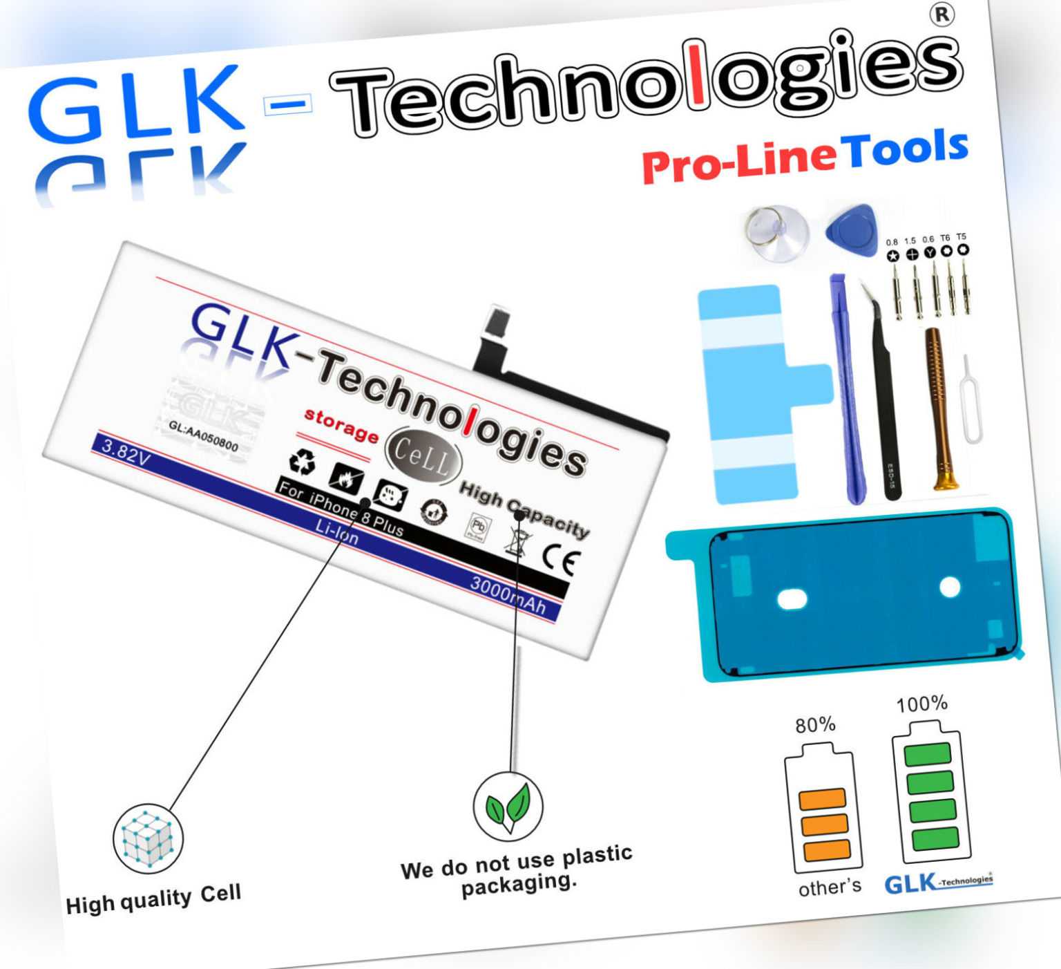 GLK - Akku für Apple iPhone 8 Plus A1897 A1864 A1898 Batterie / NEU 2021 B.j Pro