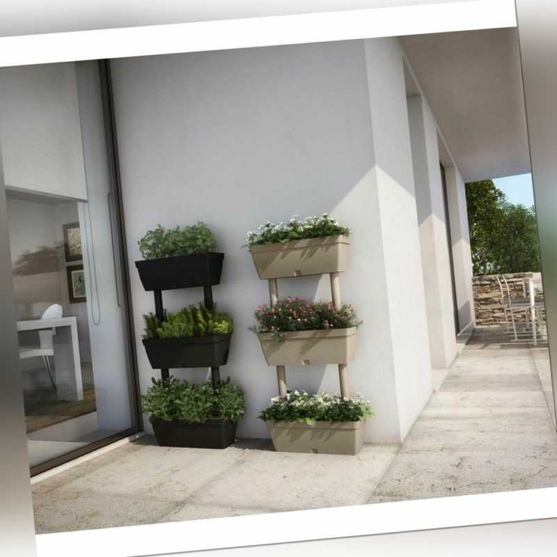 Blumentreppe anthrazit für Balkon außen Pflanzkübel Topf Hochbeet Pflanzen Gefäß