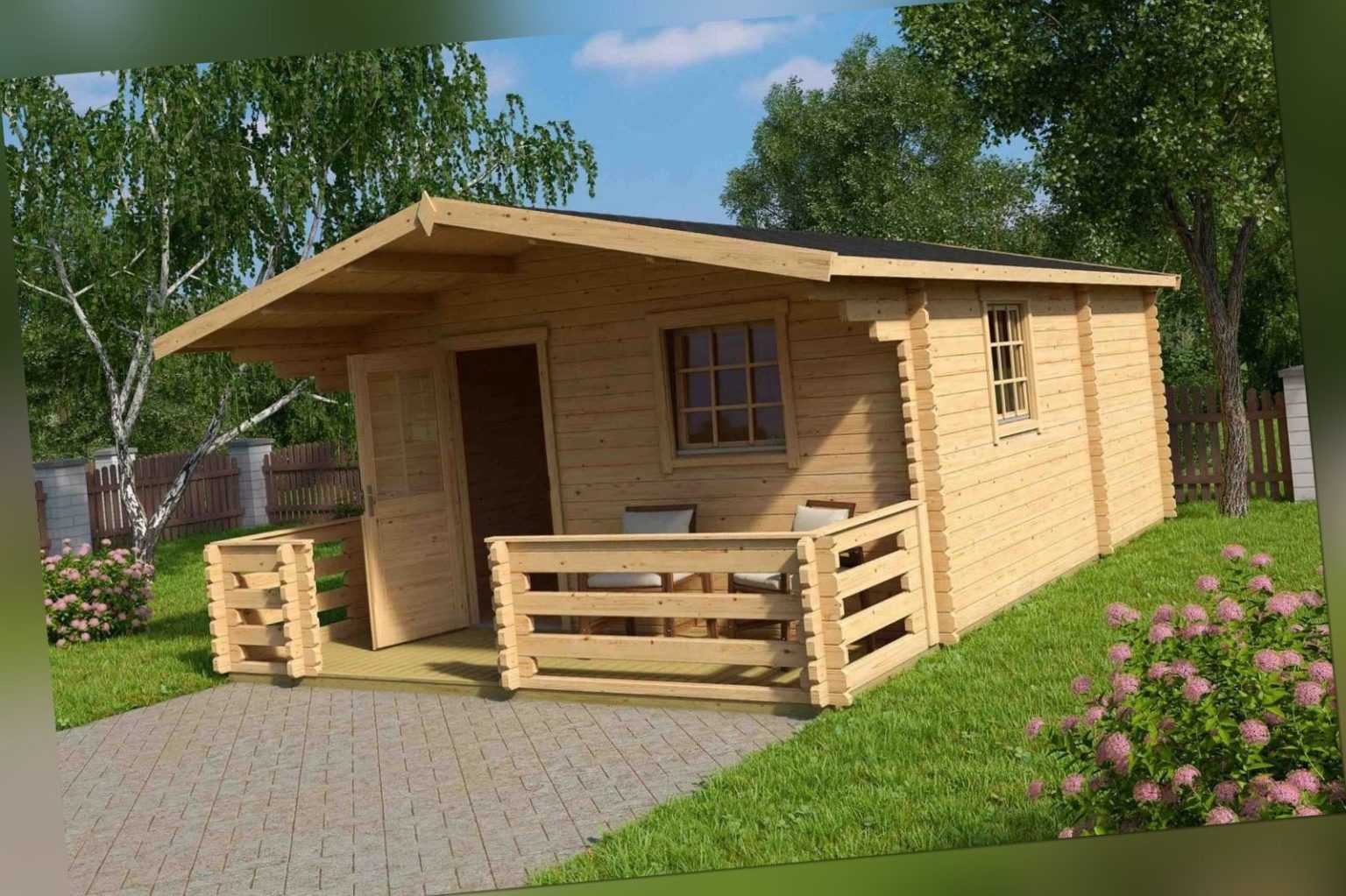 70 mm Gartenhaus Elba 70 Gerätehaus ca 440x700 cm Blockhaus Holzhaus Schuppen