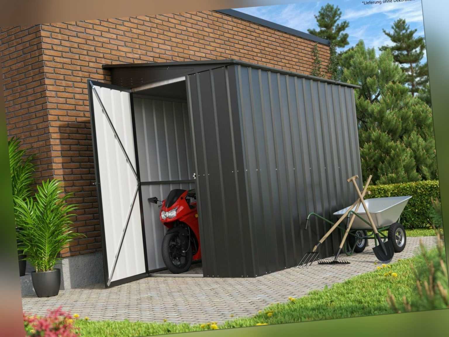 Globel Gerätehaus Fahrradschuppen Lean To 58 BxTxH:155x242x203cm 3,37m² anthra