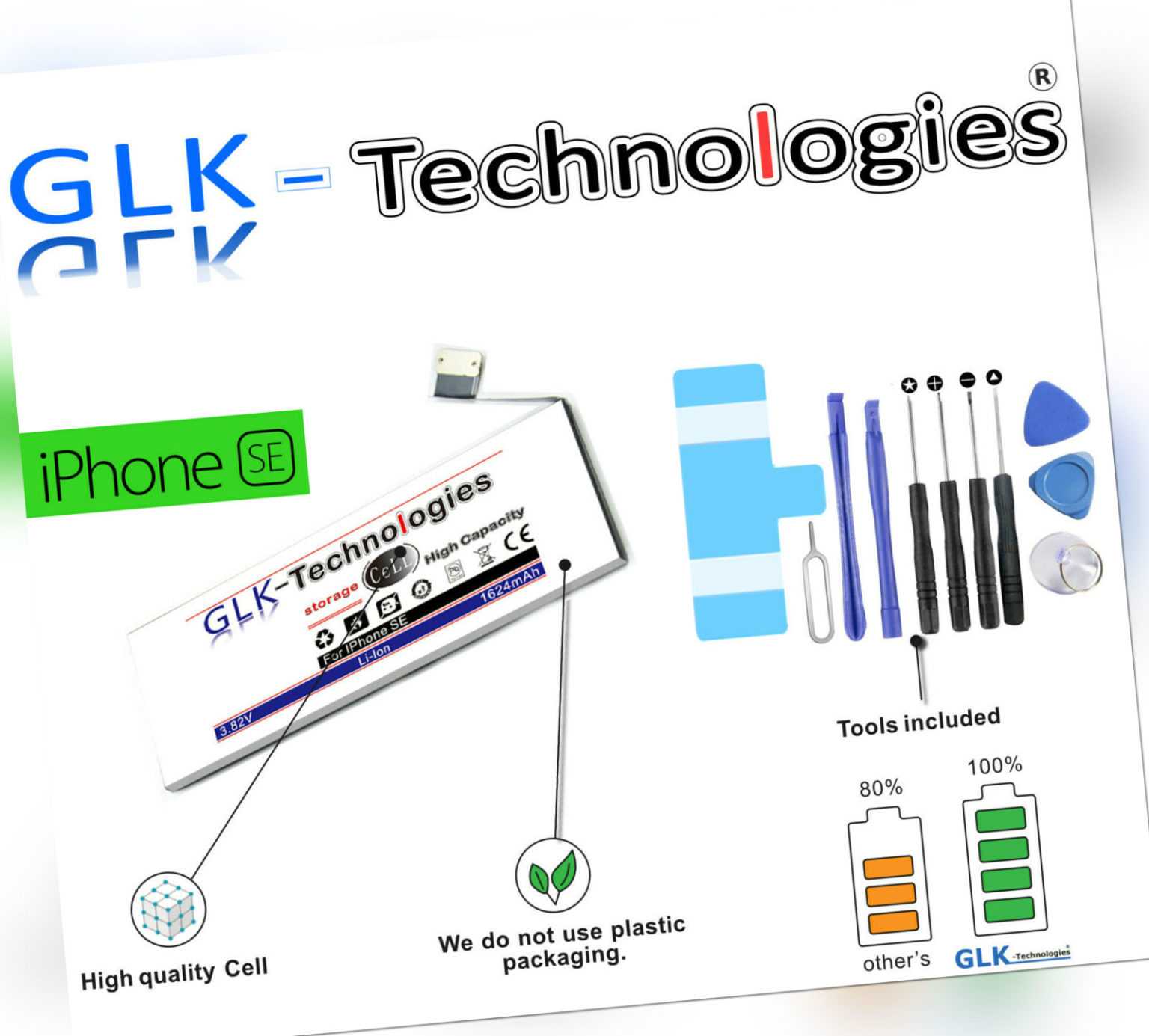 GLK Akku für Apple iPhone SE A1723 A1662 A1724 Batterie 1624mAh NEU 2021 B.j Pro