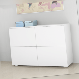 Kommode "Rova" Anrichte Sideboard Schrank Flur Diele Wohnzimmer Weiß Hochglanz