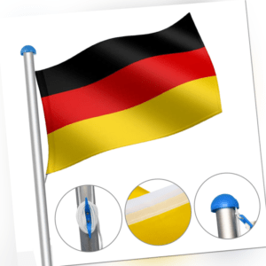 Fahnenmast Aluminium 150*90 Flagge Fahne Bodenhülse 6,5m inkl. Deutschlandfahne