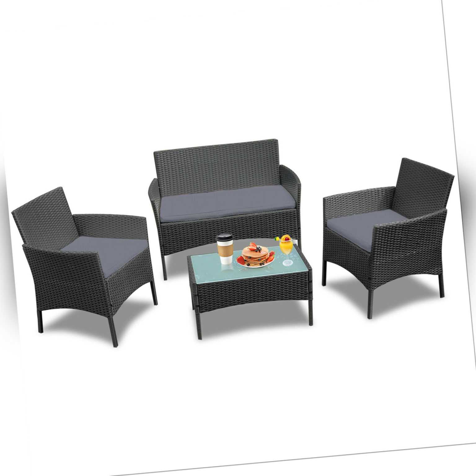 Poly Rattanmöbel Gartenmöbel Sitzgruppe Modern Lounge Sofa Tisch Set Balkonmöbel
