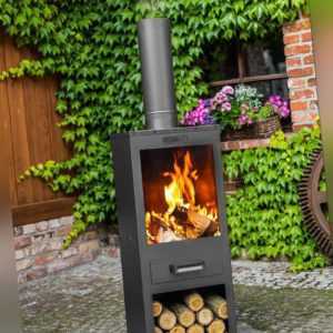 Gartenofen ROSA Gartenkamin Terrassenofen Kaminofen Feuerstelle 150cm HANDARBEIT