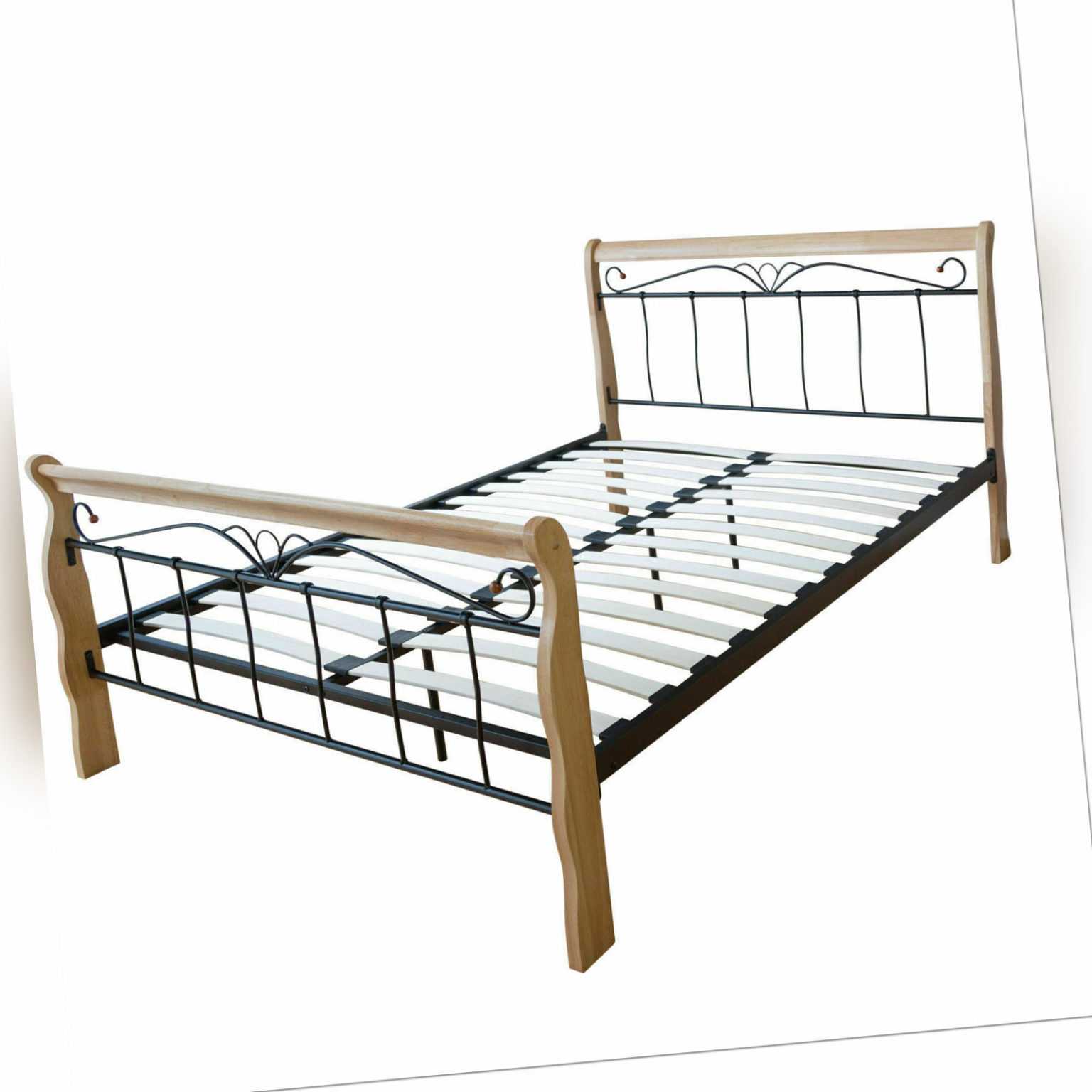 Metall Doppelbett Ehebett massiv Rahmen Lattenrost Holz 160 x 200 Homestyle4u