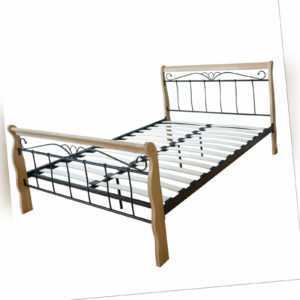 Metall Doppelbett Ehebett massiv Rahmen Lattenrost Holz 160 x 200 Homestyle4u