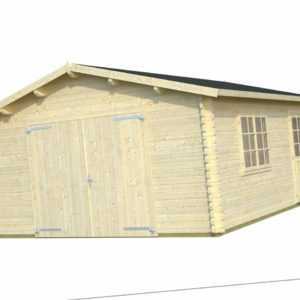 Garage Roger 12 / Garage 2A Blockhaus Holzhaus 470 x 570 cm 44mm mit Holztor