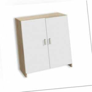 Kommode Schrank Sideboard weiß Sonoma Eiche 2 Türen 60cm Modern