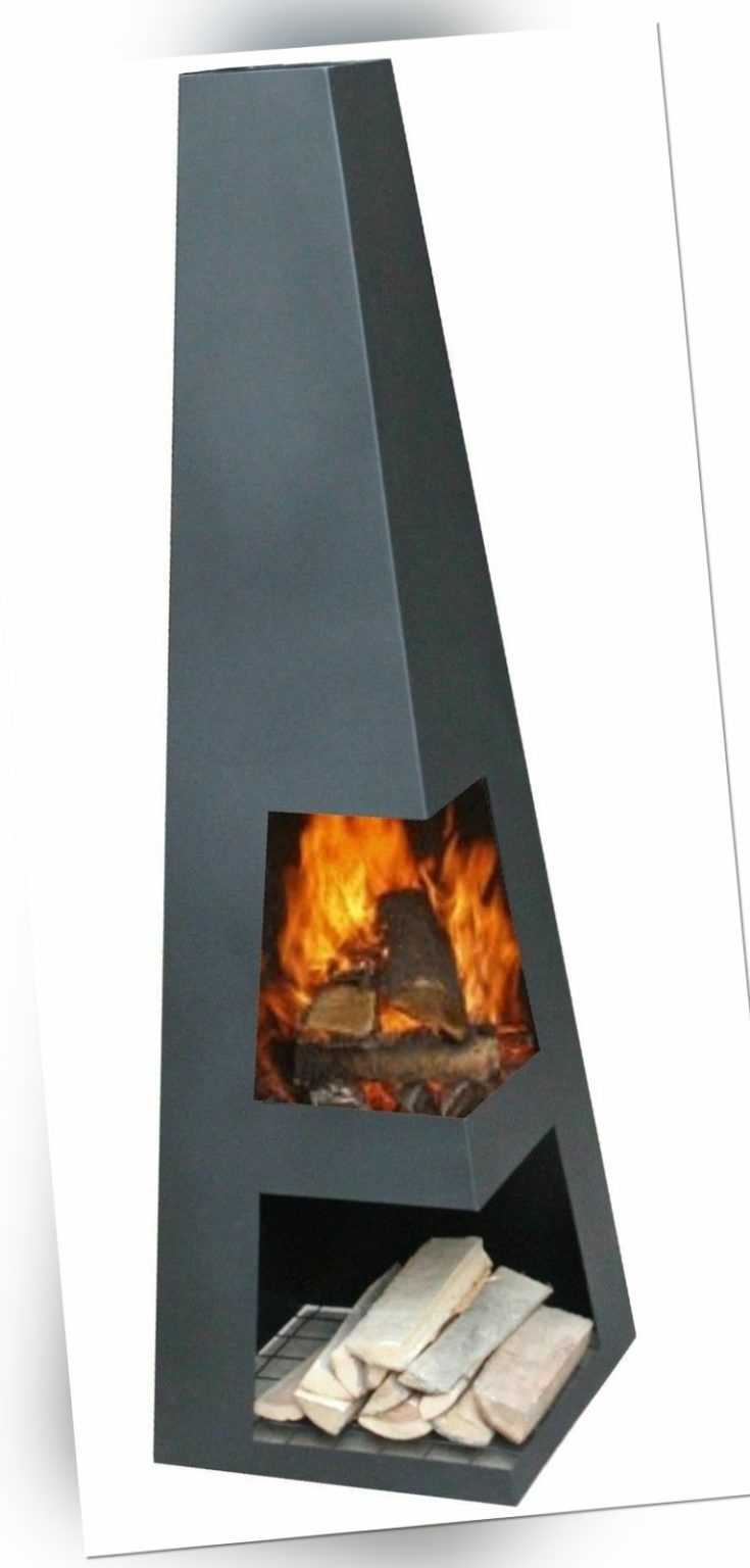 Terrassenofen Gartenkamin Feuerstelle Feuersäule Feuertonne Sanga Black