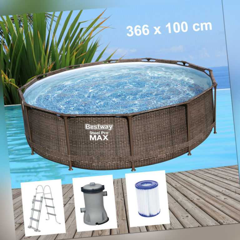 Bestway Steel Pro MAX 366x100cm Pool Filterpumpe und Zubehör Gartenpool 56709