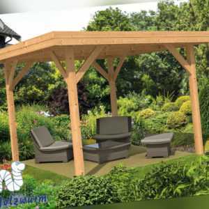 Pavillon Kreta 2 Gartenlaube 365 x 365 cm Pfostenstärke 11,5 x 11,5 cm Holz Neu