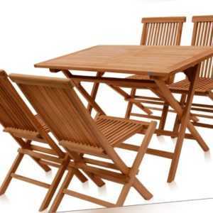 Garten Tisch Gruppe Sitz Garnitur Set 2/4 Stühle Teak Holz Klappbar 120cm Möbel