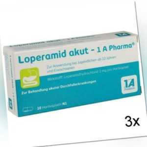3x LOPERAMID akut-1A Pharma Hartkapseln 10 St PZN: 1338066