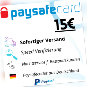 Paysafecard / Paysafe 15€  - Sofortversand - 9-23Uhr+ 24 Std. nach Verifizierung