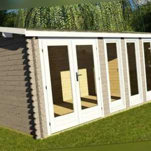 Gartenhaus 40mm Modern Haus Holz, 4.8x3M Pavillion, Blockhaus, Fulda EB40042