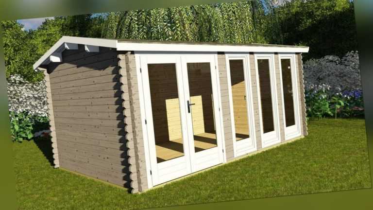 Gartenhaus 40mm Modern Haus Holz, 4.8x3M Pavillion, Blockhaus, Fulda EB40042