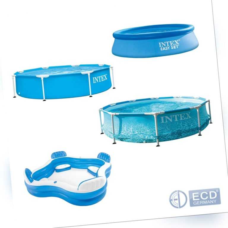 Intex Schwimmbecken Kinderpool Familienpool Gartenpool Metallrahmen aufblasbar