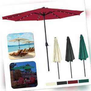 Sonnenschirm Ø350cm Ampelschirm Kurbelschirm Pendelschirm mit Solar LED UV40+