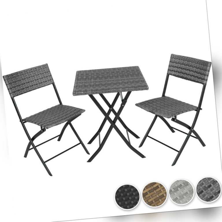 3 tlg. Polyrattan Bistroset Balkonset Garten Garnitur Balkonmöbel Sitzgruppe