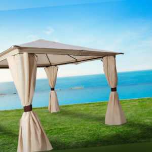 Gartenpavillon Pavillon Metall VENEZIA 3x3 Meter Plane wasserdicht, naturfarben