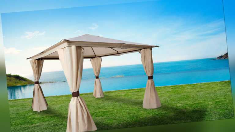 Gartenpavillon Pavillon Metall VENEZIA 3x3 Meter Plane wasserdicht, naturfarben