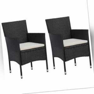 vidaXL 2x Gartenstuhl Poly Rattan Essstuhl Gartensessel Rattanstühle Stuhl