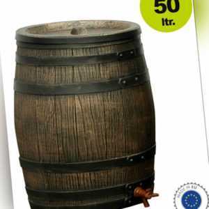 Regentonne Holzfass / Regenfass / Wein-Fass-Optik,  50 Liter