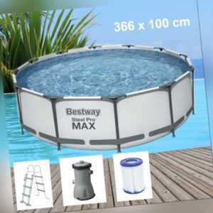 Bestway Steel Pro MAX 366x100cm Pool Filterpumpe und Zubehör Gartenpool 56418