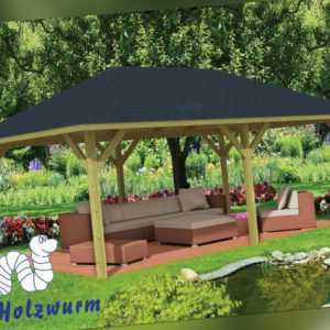 Pavillon Ultimo Gartenlaube 694x444cm 11,5 x 11,5cm Pfosten Pavillion Holz Neu