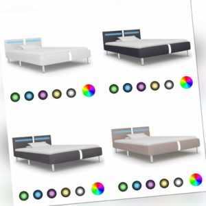 vidaXL Polsterbett mit LED Kunstlederbett Bett Doppelbett mehrere Auswahl