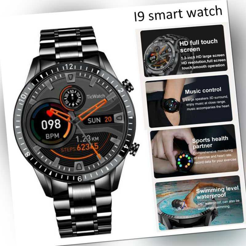 Luxus Herren Smartwatch Armband Herzfrequenz Pulsuhr Blutdruck Fitness Tracker 