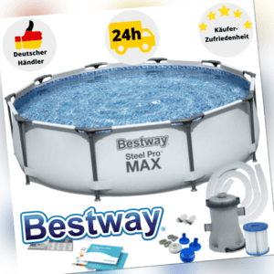 Bestway Steel Pro Frame Pool Schwimmbecken Gartenpool 305x76 mit Filterpumpe Set