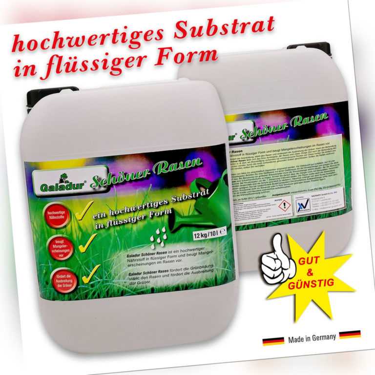 Galadur® Schöner Rasen Substrat in flüssiger Form Dünger + Unkraut EX 12Kg/10L