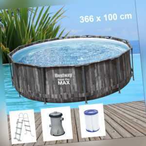 Bestway Steel Pro MAX 366x100cm Pool Filterpumpe und Zubehör Gartenpool 5614X