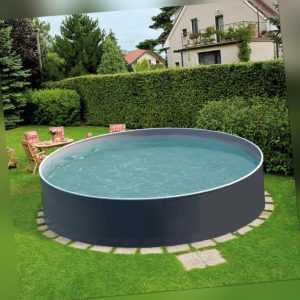 Azuro Premium Deluxe Ø 360 x 120cm anthrazit Stahlwandpool Schwimmbecken